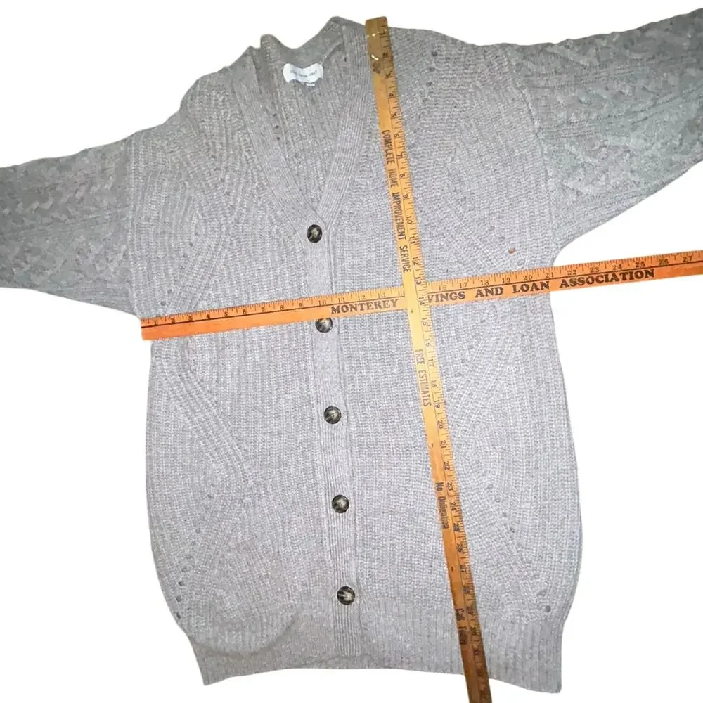 Something Navy gray cable knit button cardigan sweater oversized M wool cashmere